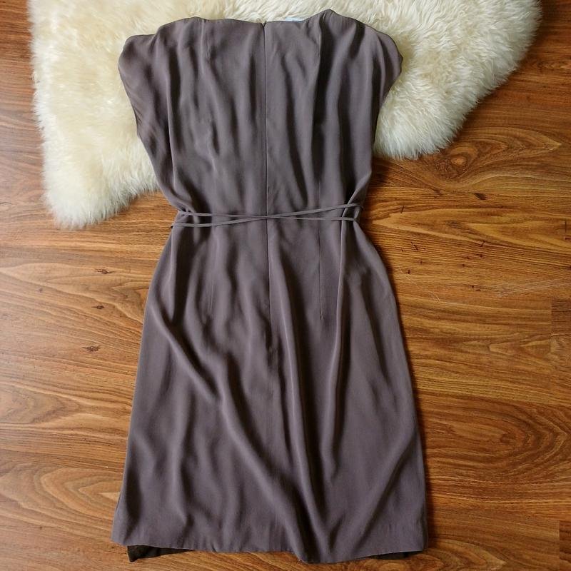 Damen Akris Kleid Grau Seide M