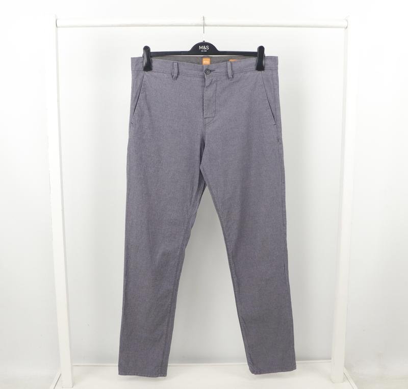 Men Hugo Boss Trousers Grey Cotton 36