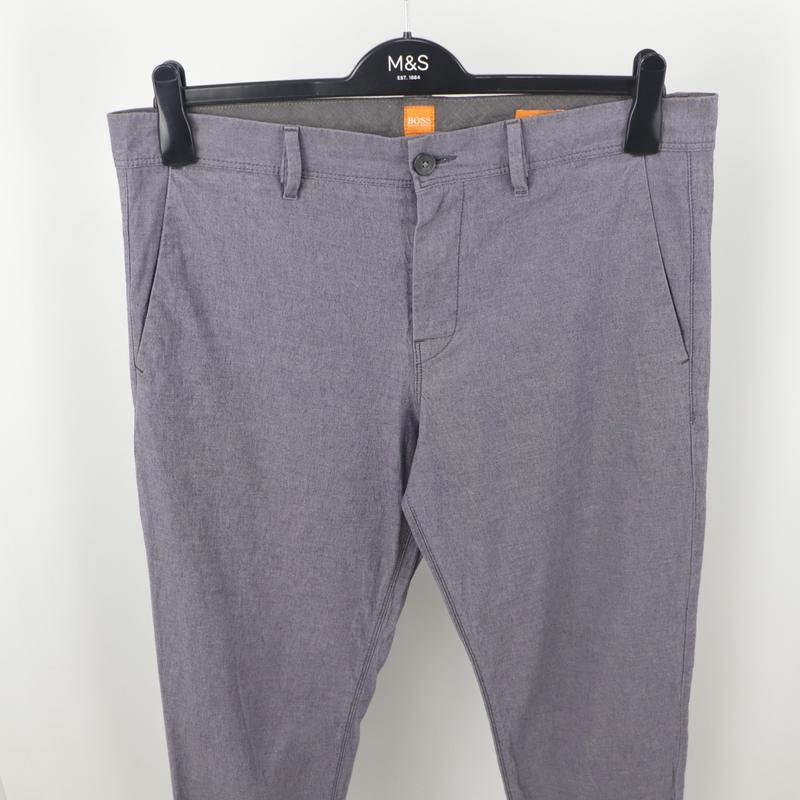 Men Hugo Boss Trousers Grey Cotton 36