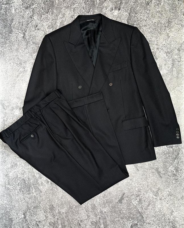 Uomo Canali Completo Nero Lana L