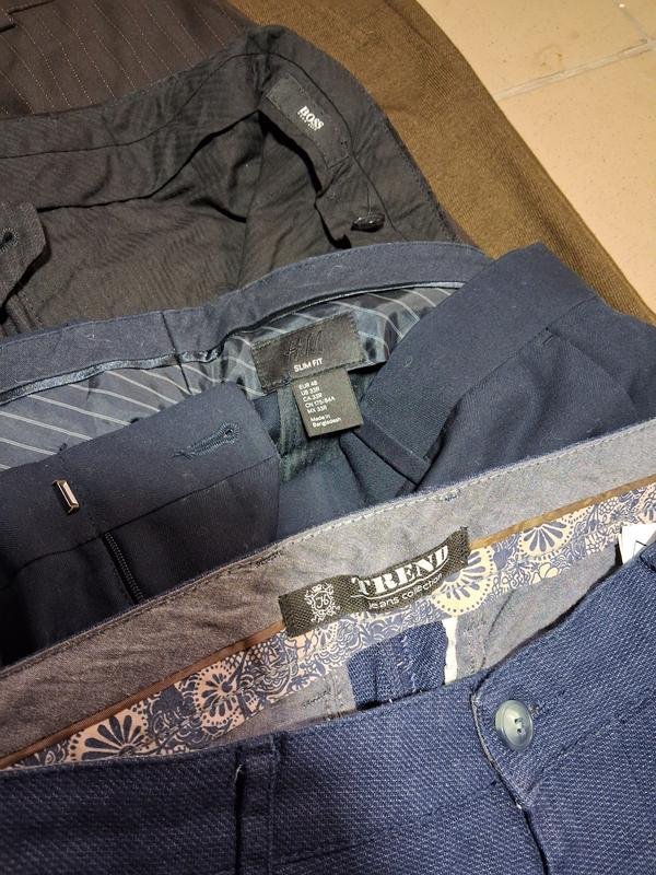 Men Boss Trousers Navy Polyester 48