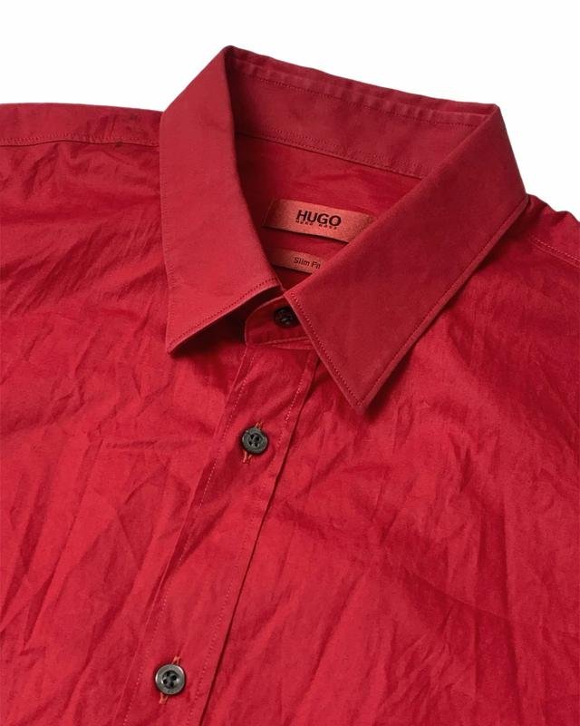 Men Hugo Boss Shirt Red Cotton M