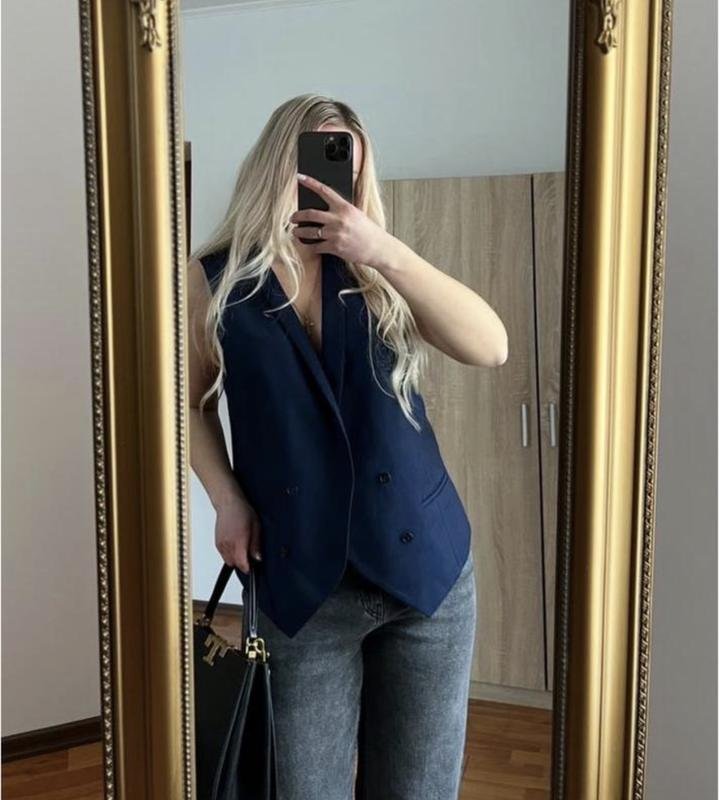 Femme Hugo Boss Gilet Bleu Marine Viscose M