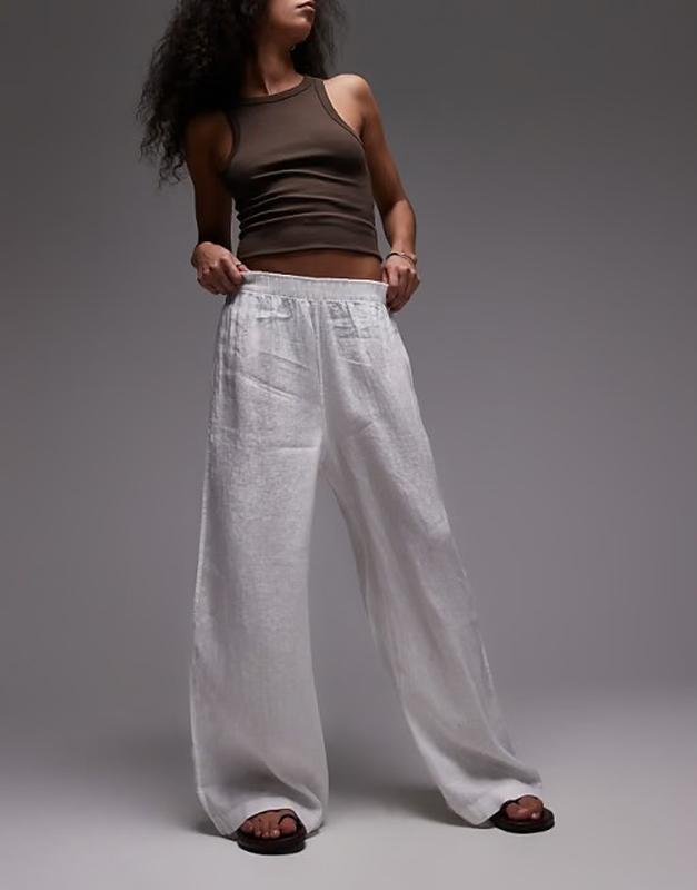 Donna Reformation Pantaloni Bianchi Lino M