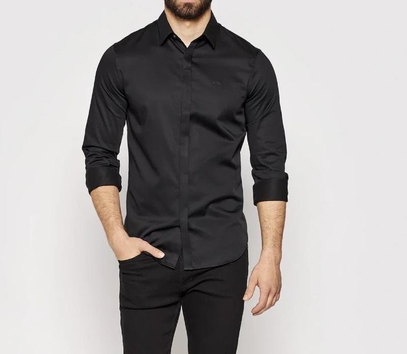 Uomo Armani Exchange Camicia Nera Cotone XL