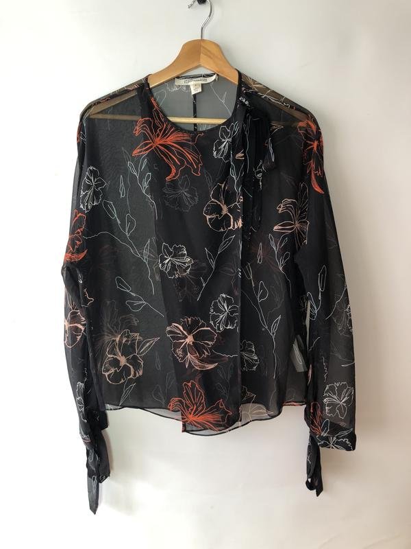 Damen Diane Von Furstenberg Bluse Schwarz Chiffon