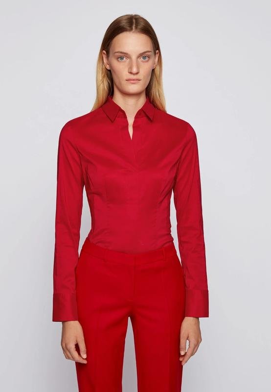 Femme Hugo Boss Chemise Rouge Coton 36