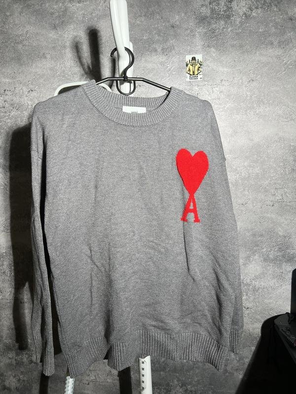 Femme AMI Pull Gris Coton S
