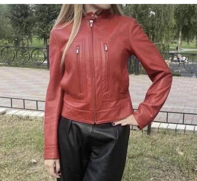 Femme Cerruti Veste Rouge Cuir S
