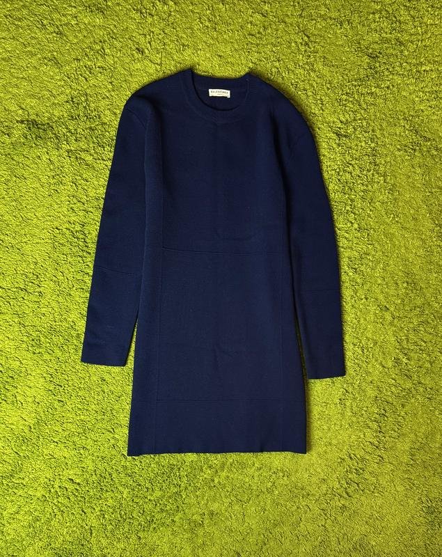 Damen Balenciaga Kleid Marineblau Wolle S
