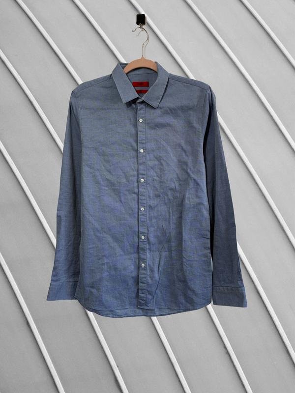 Homme Hugo Boss Chemise Bleue Élasthanne M