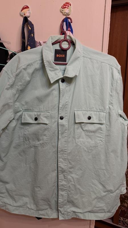 Men Boss Shirt Turquoise Cotton 50