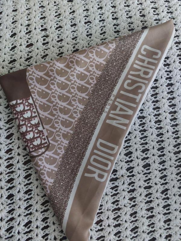 Women Christian Dior Scarf Beige Silk