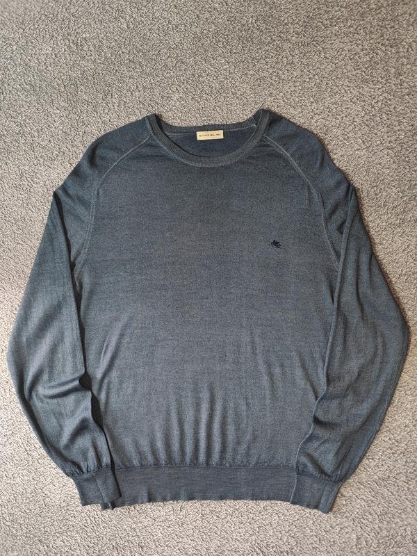 Herren Etro Pullover Blau Wolle XL