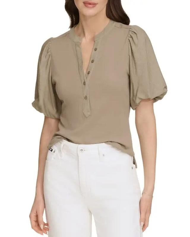 Damen DKNY Hemd Khaki Viskose L