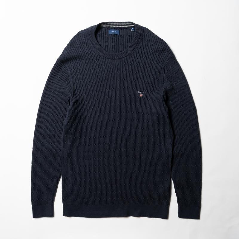 Мужской Gant Свитер Тёмно-синий Хлопок XL-XXL