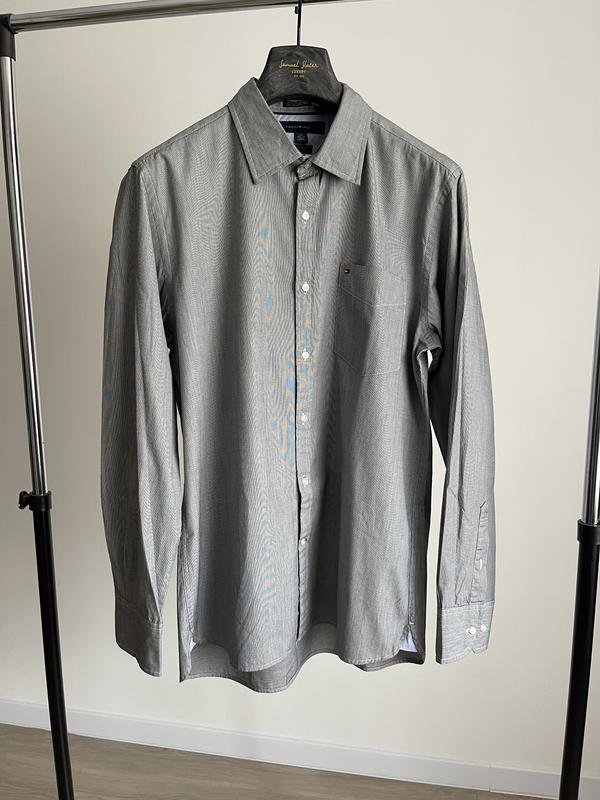 Uomo Tommy Hilfiger Camicia Argento Cotone L
