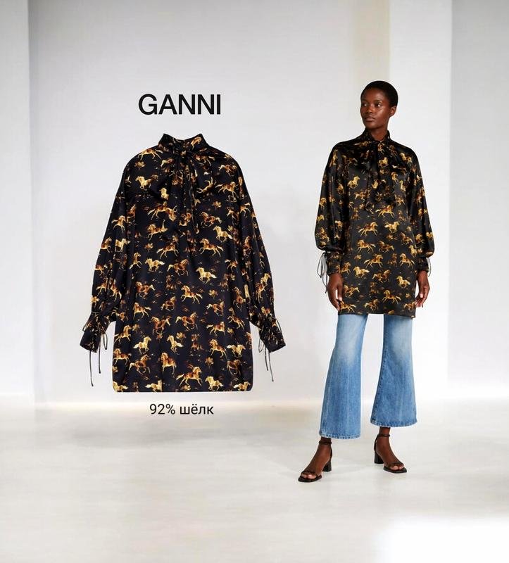 Женская Ganni Блуза Чёрный Атлас M