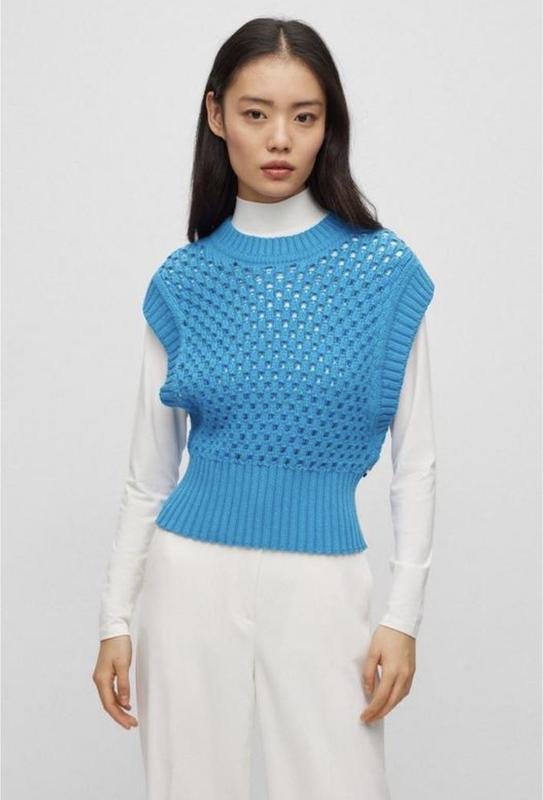 Damen BOSS Orange Pullover Marineblau L