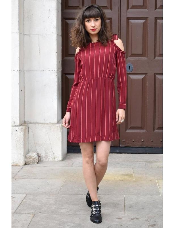 Women COS Dress Burgundy Silk 40 / L / 48