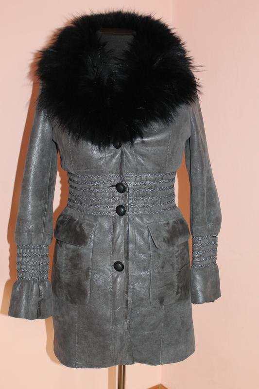 Women Coat Grey Leather 38 / M / 46