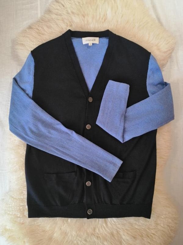 Herren Jigsaw Pullover Marineblau Wolle 36 / S /