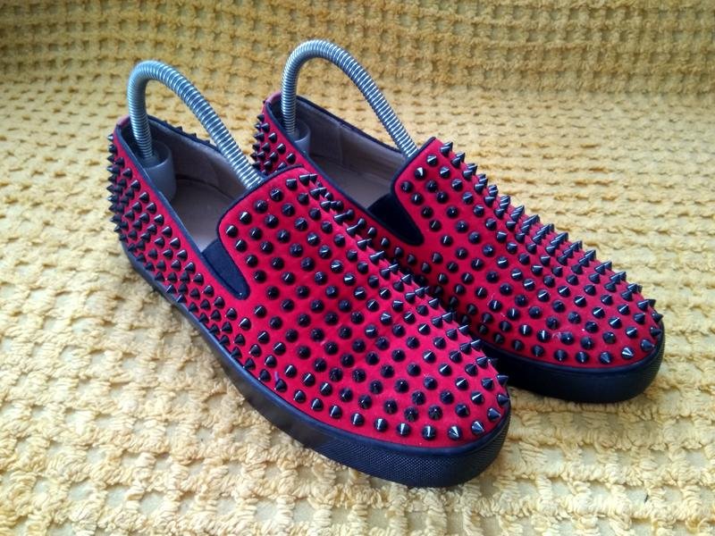 Herren Christian Louboutin Slipper Rot Wildleder