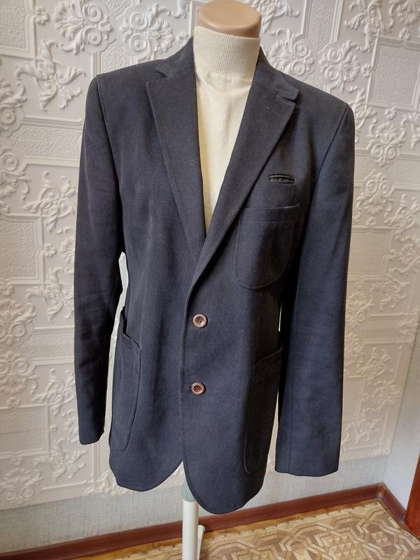 Carl gross темно синий коттоновый пиджак cg