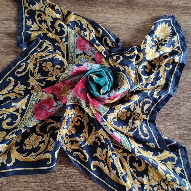 Donna Christian Dior Sciarpa Multicolore Sete