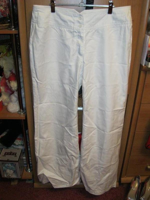 Homme Laura Ashley Pantalons Blanc Lin Autre