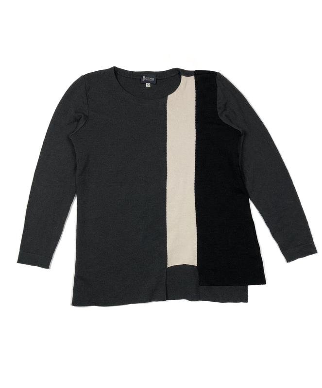 Damen Herno Pullover Grau Wolle 34