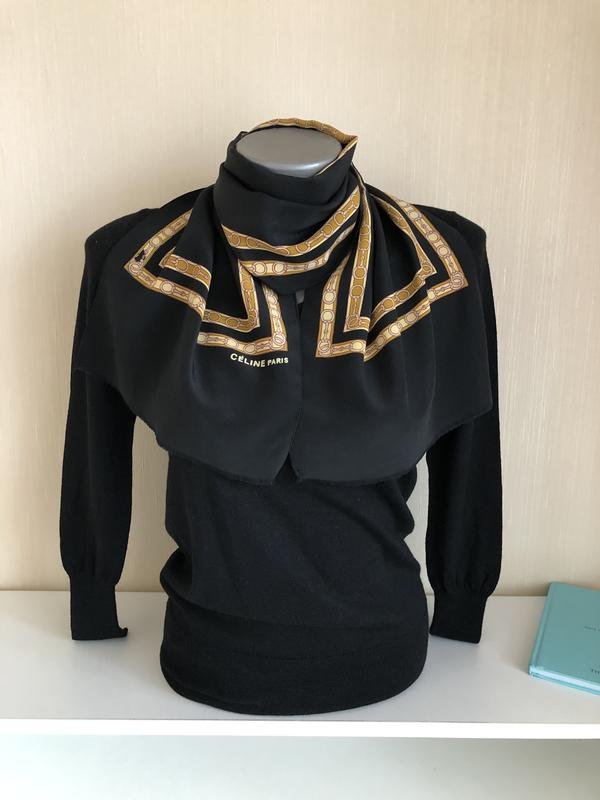 Женский Celine Шарф Чёрный Шелк