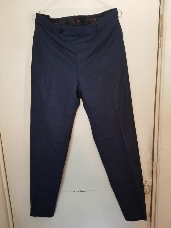 Herren Isaia Napoli Hose Marineblau Wolle 33 / L /
