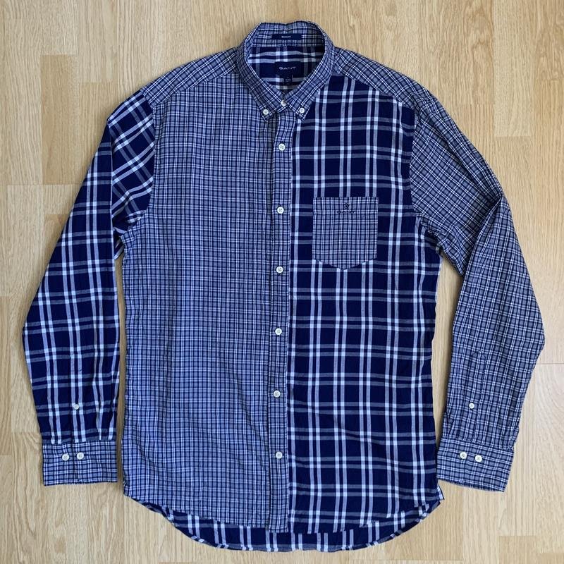 Мужской Gant Рубашка Тёмно-синий Хлопок 40 /L / 48