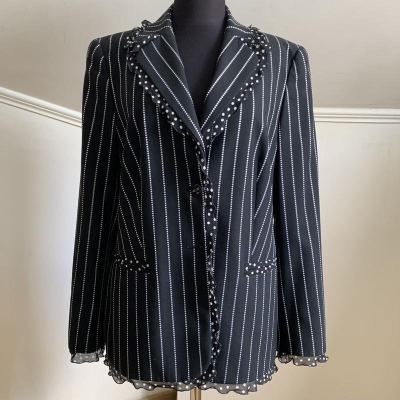 Women Escada Blazer Black Wool Silk 40 / L / 48