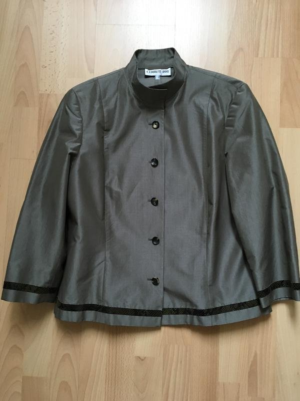 Damen Cerruti Blazer Khaki Seide Baumwolle XL