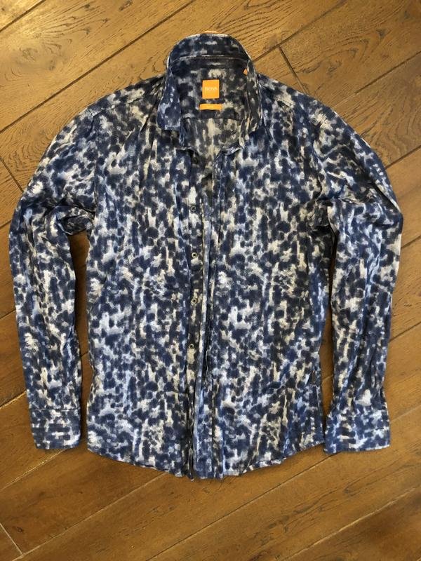 Мужской BOSS Orange Рубашка Тёмно-синий Хлопок 36