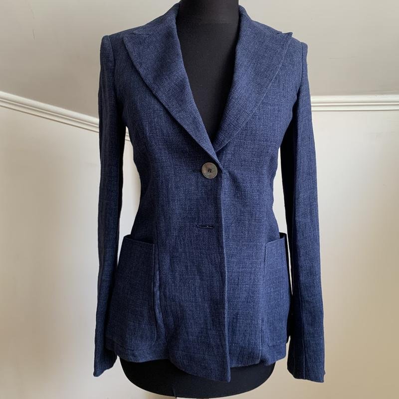 Women Max Mara Blazer Navy Linen 36 / S / 44